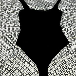 Women’s black velvet body suit